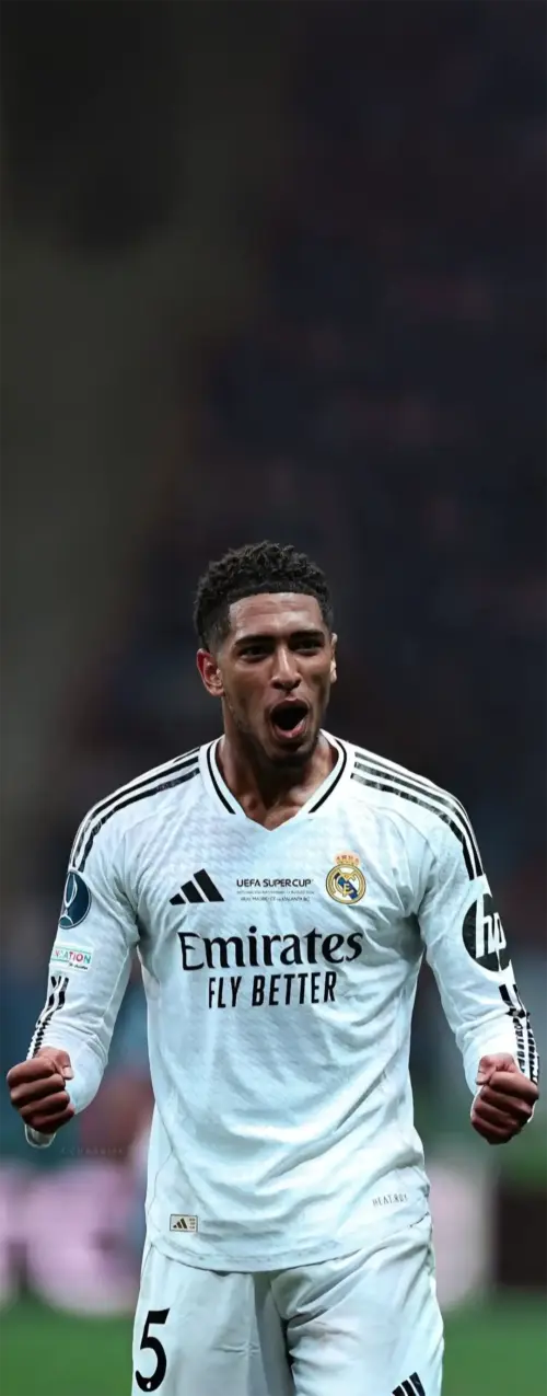 Jude Bellingham celebrating with Real Madrid wallpaper HD 4K for phone