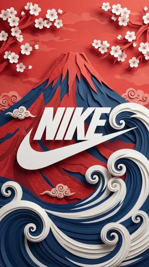 Japanese paper-cut style Nike logo