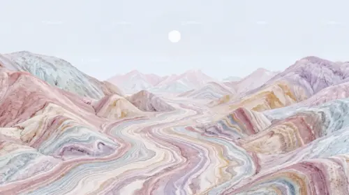 Paysage de montagnes pastel abstraites fonds d’écran HD 4K pour ordinateur
