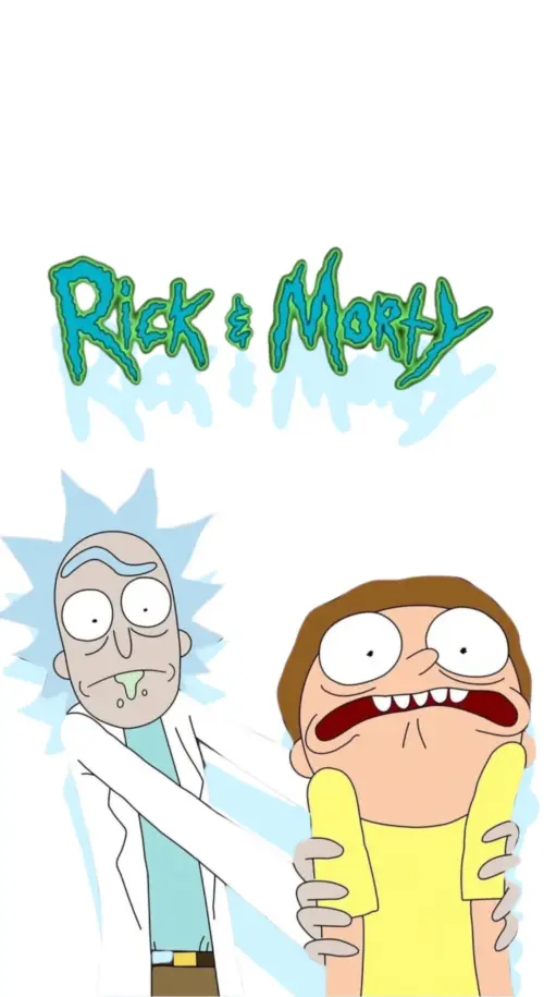 Rick and Morty, Rick grabbing Morty white background