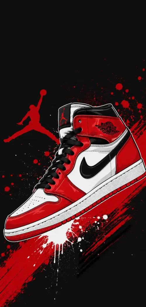 Red and White Air Jordan 1 Illustration wallpaper HD 4K for phone