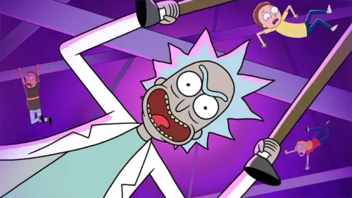 Rick and Morty in a purple portal