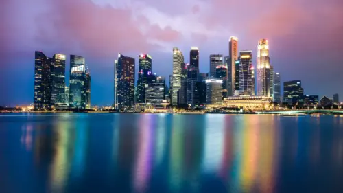 Paysage Urbain Skyline de Singapour au crépuscule fonds d’écran HD 4K pour ordinateur