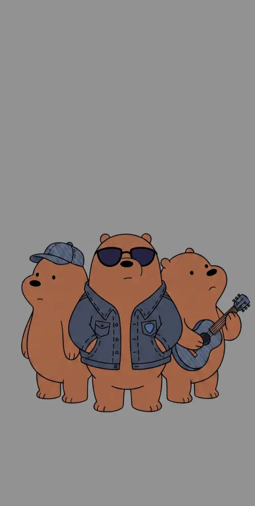 Funny illustration of three cartoon bears wallpaper HD 4K for phone