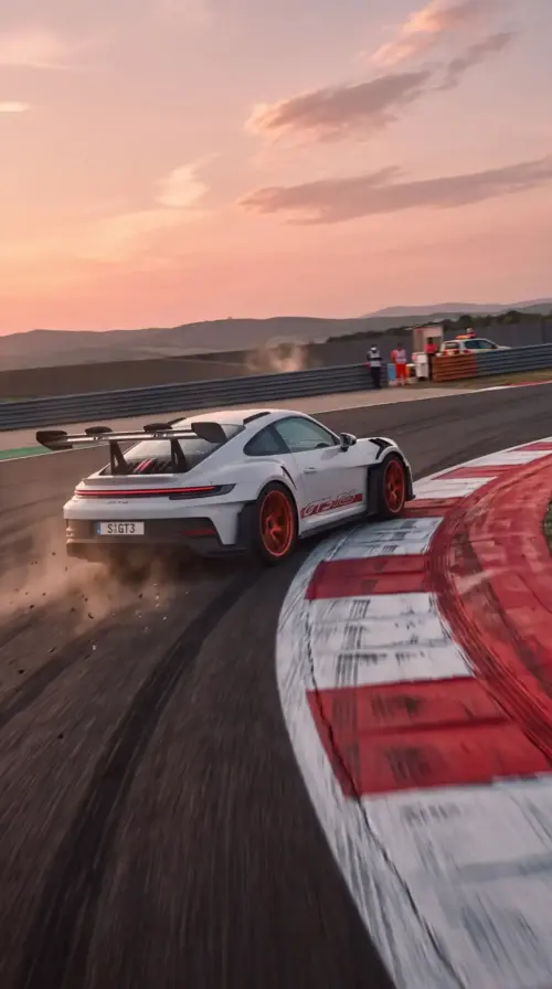Porsche 911 GT3 RS drifting on a circuit