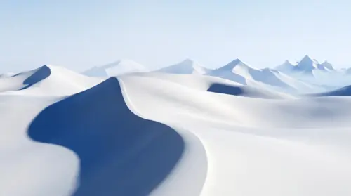 White dune desert under a blue sky
