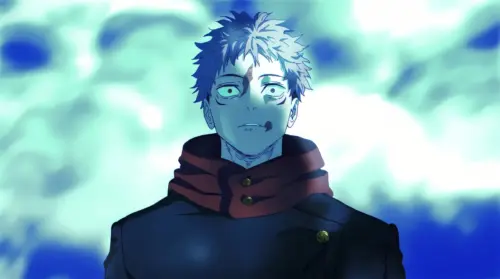 Yuji Itadori from Jujutsu Kaisen in blue light