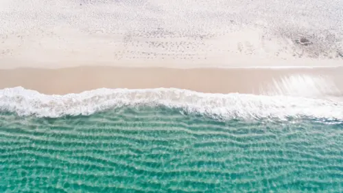 Turquoise-water beach seen from above