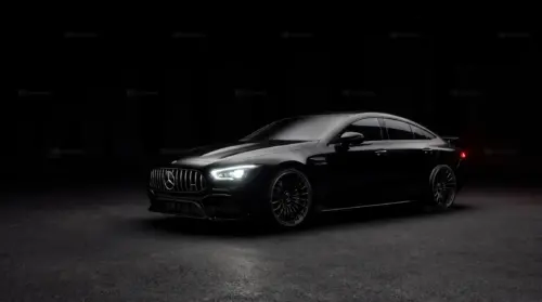 Black Mercedes-AMG in the dark