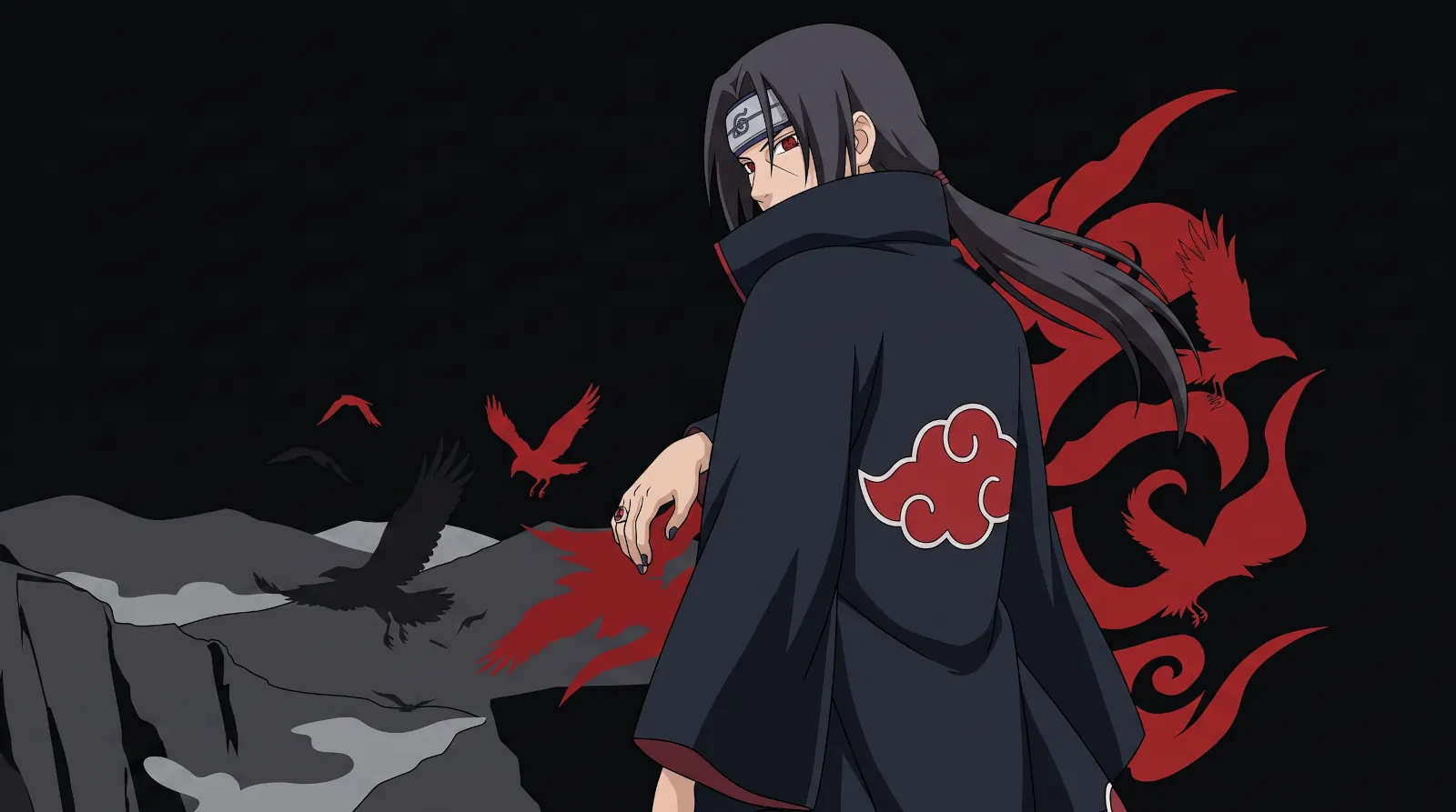 Itachi Uchiha et les corbeaux Akatsuki fonds d’écran HD 4K pour ordinateur
