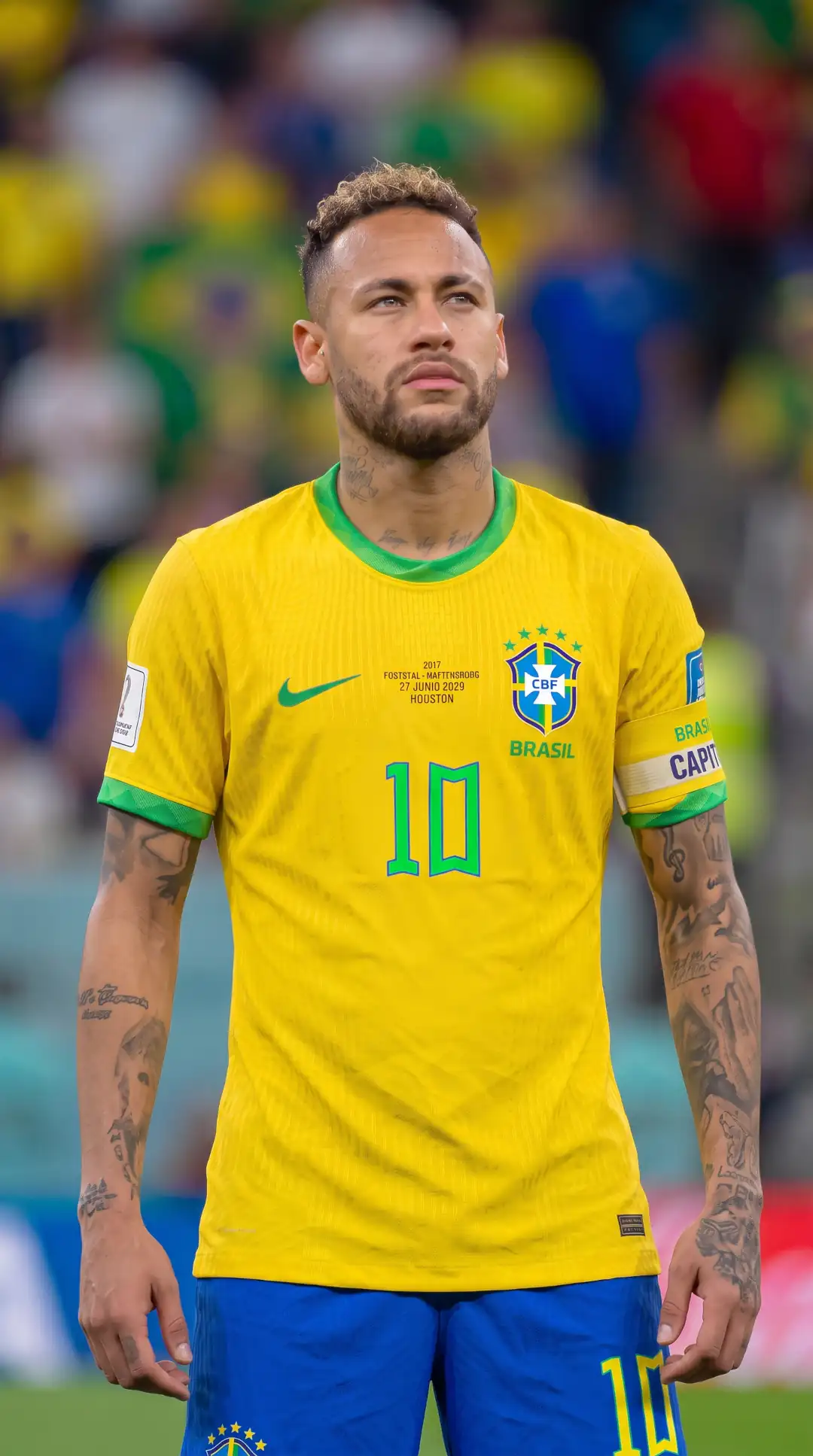 Neymar wearing the Brazil jersey wallpaper HD 4K for phone