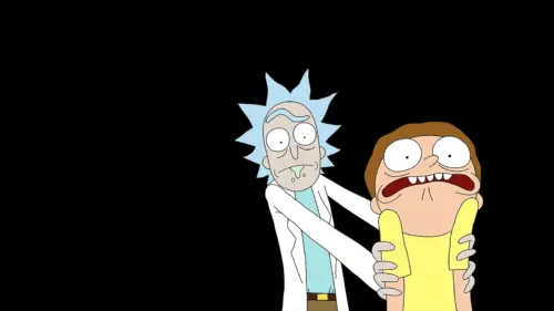 Rick and Morty on a minimalist black background