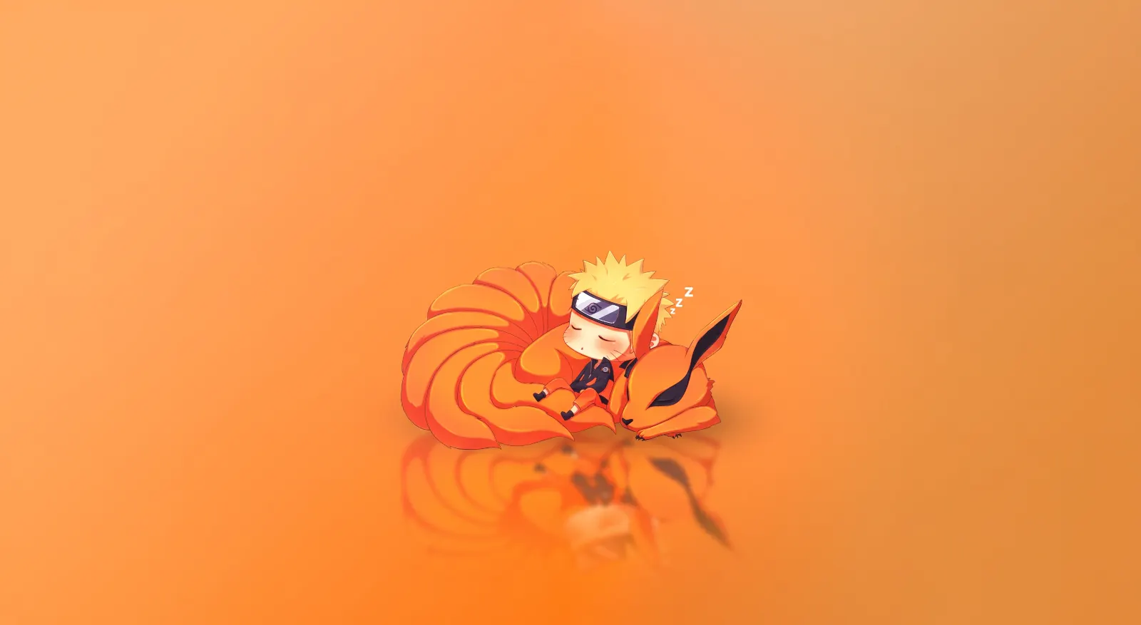 Arrière plan Naruto chibi endormi avec Kurama fonds d’écran HD 4K pour ordinateur